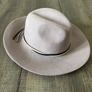 Urban Outfitters Beige Felt Hat with Black Trim